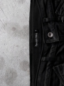 YASUYUKI ISHII LEATHER STRIP BONDAGE CARGO PANTS