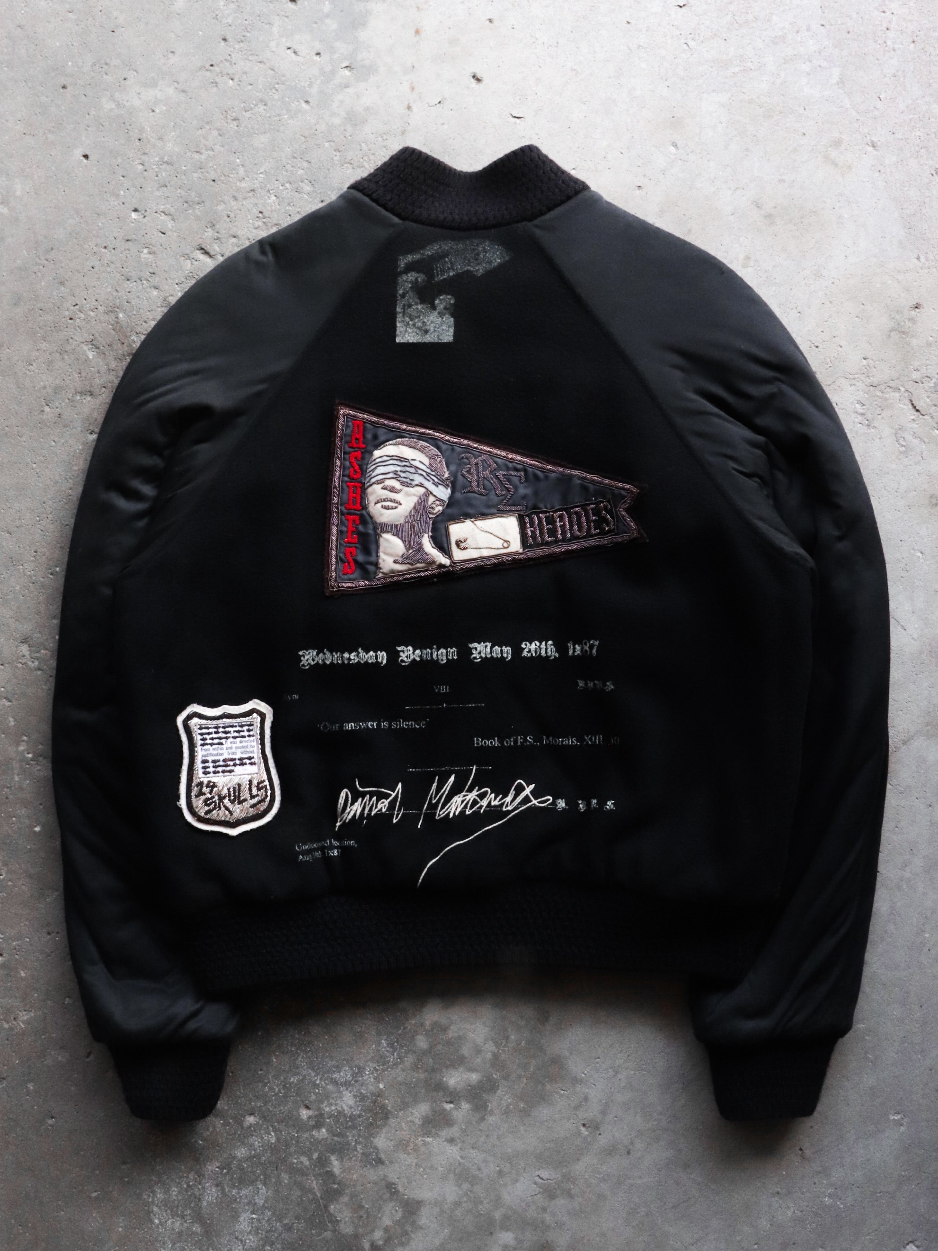 RAF BY RAF SIMONS AW06 “ASHES & HEROES” EMBROIDERED VARSITY JACKET