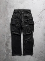 Load image into Gallery viewer, YASUYUKI ISHII LEATHER STRIP BONDAGE CARGO PANTS
