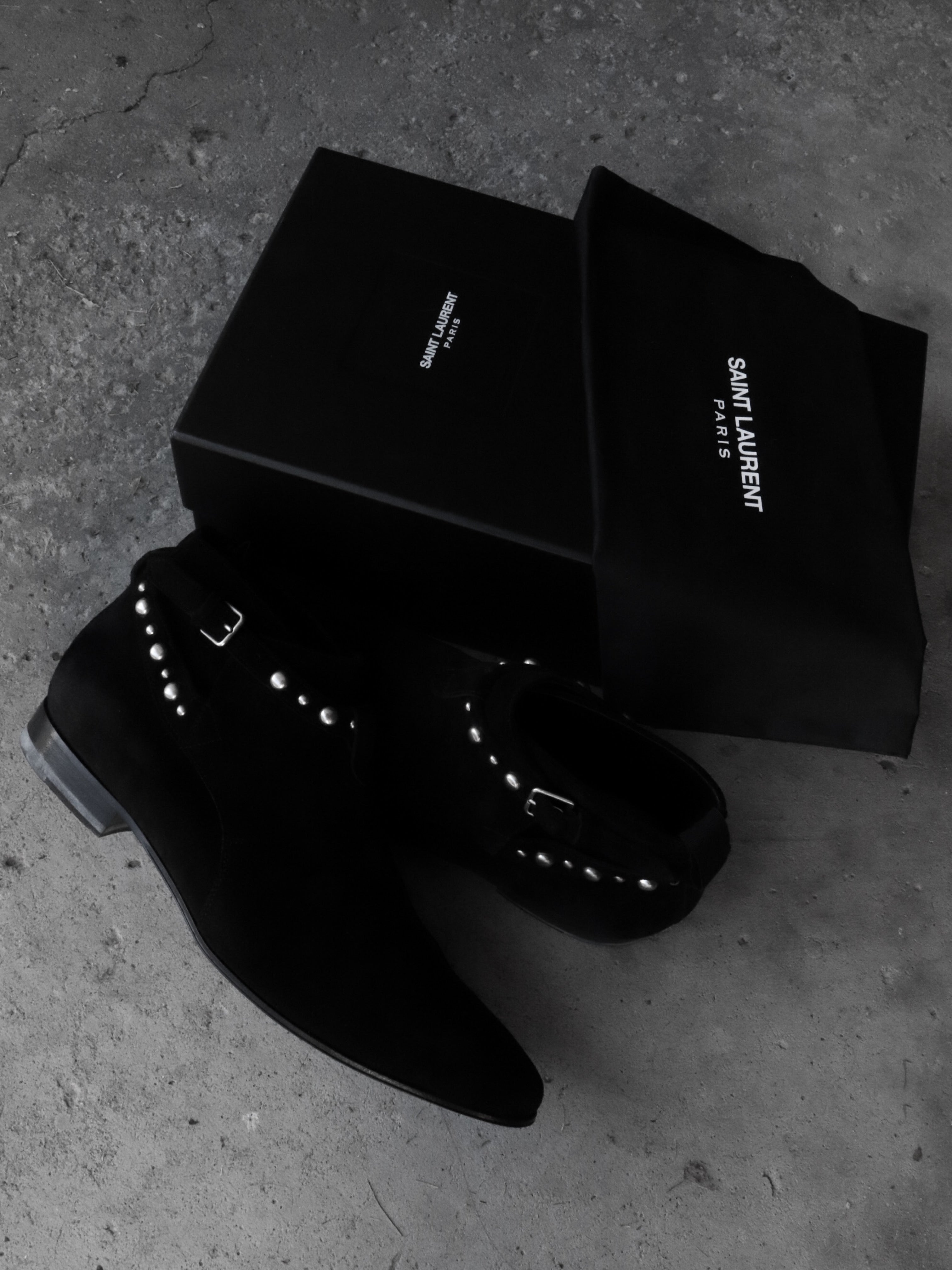 SAINT LAURENT PARIS SS15 STUDDED JODHPUR BOOTS