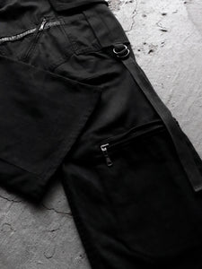 YASUYUKI ISHII LEATHER STRIP BONDAGE CARGO PANTS