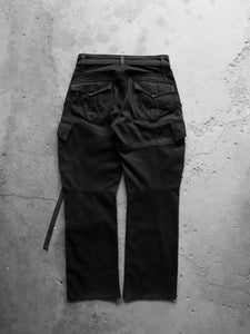 YASUYUKI ISHII LEATHER STRIP BONDAGE CARGO PANTS