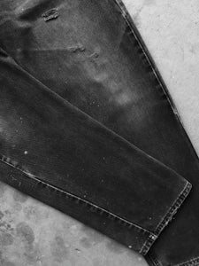 LEVI'S 505 FADED & REPAIRED CHARCOAL DENIM - 1990S