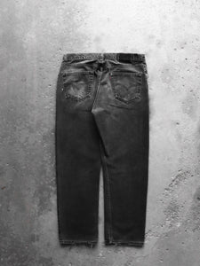 LEVI'S 505 FADED & REPAIRED CHARCOAL DENIM - 1990S