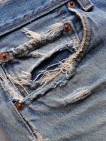 Load image into Gallery viewer, LEVI&#39;S 501 FADED &amp; REPAIRED DIRTY WASH DENIM - 1990S  ( 33 x 32 ) - LOST ENDS FOUND
