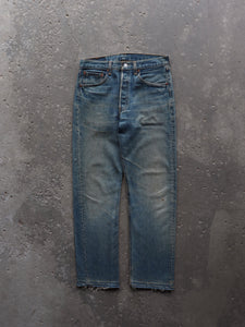 LEVIS 501 RELEASED HEM SAND WASH DENIM - 1990S - LOST ENDS FOUND