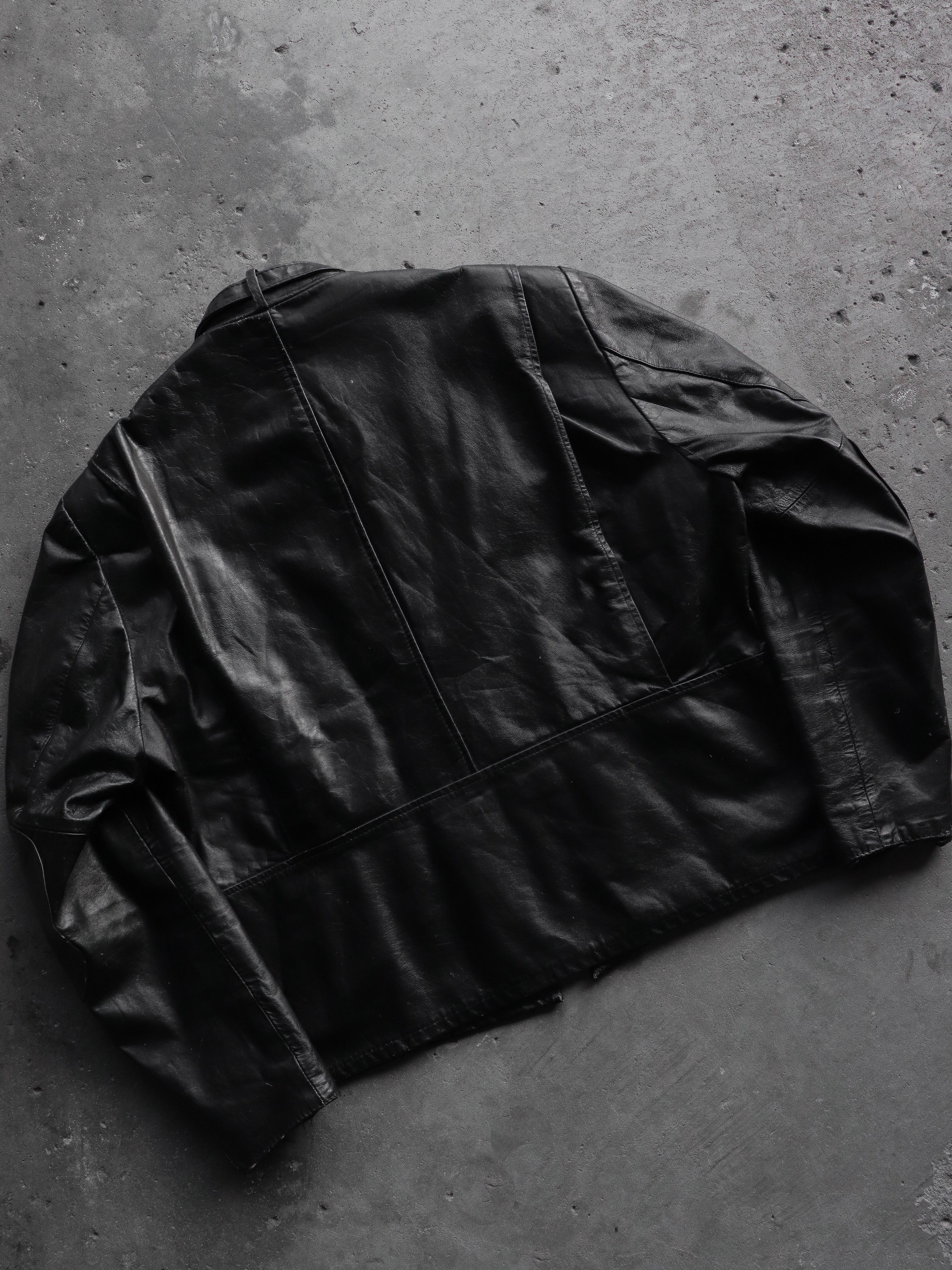 CRACKED LEATHER MOTO JACKET - 1970S