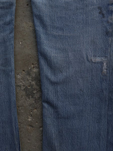 LEVIS THRASHED & REPAIRED ALTERED DENIM - 1970S  ( 32 X 32 ) - LOST ENDS FOUND