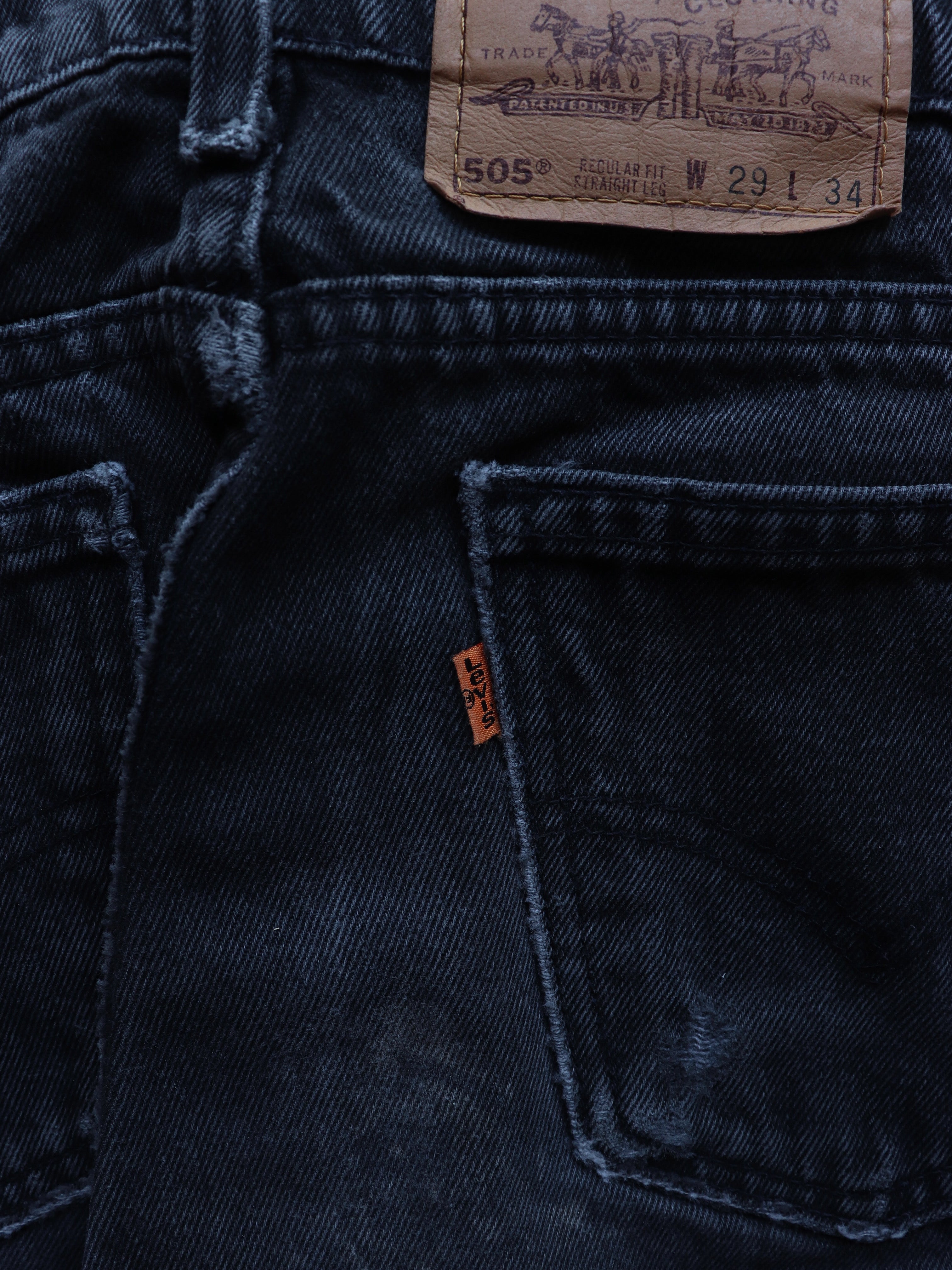 LEVIS 505 RAW HEM REPAIRED ASH DENIM - 1990S  ( 29 x 31 ) - LOST ENDS FOUND