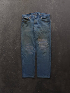 LEVIS 501 INDIGO SASHIKO REPAIRED DENIM - 1990S - LOST ENDS FOUND