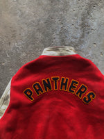 Load image into Gallery viewer, VARSITY RED/CREAM “PANTHERS” VARSITY JACKET - 1990s - LOST ENDS FOUND
