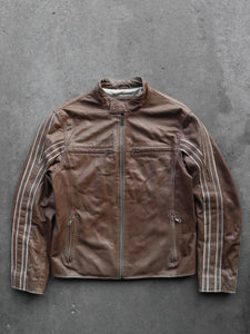 LEATHER ASH BROWN MOTO JACKET - 1990S