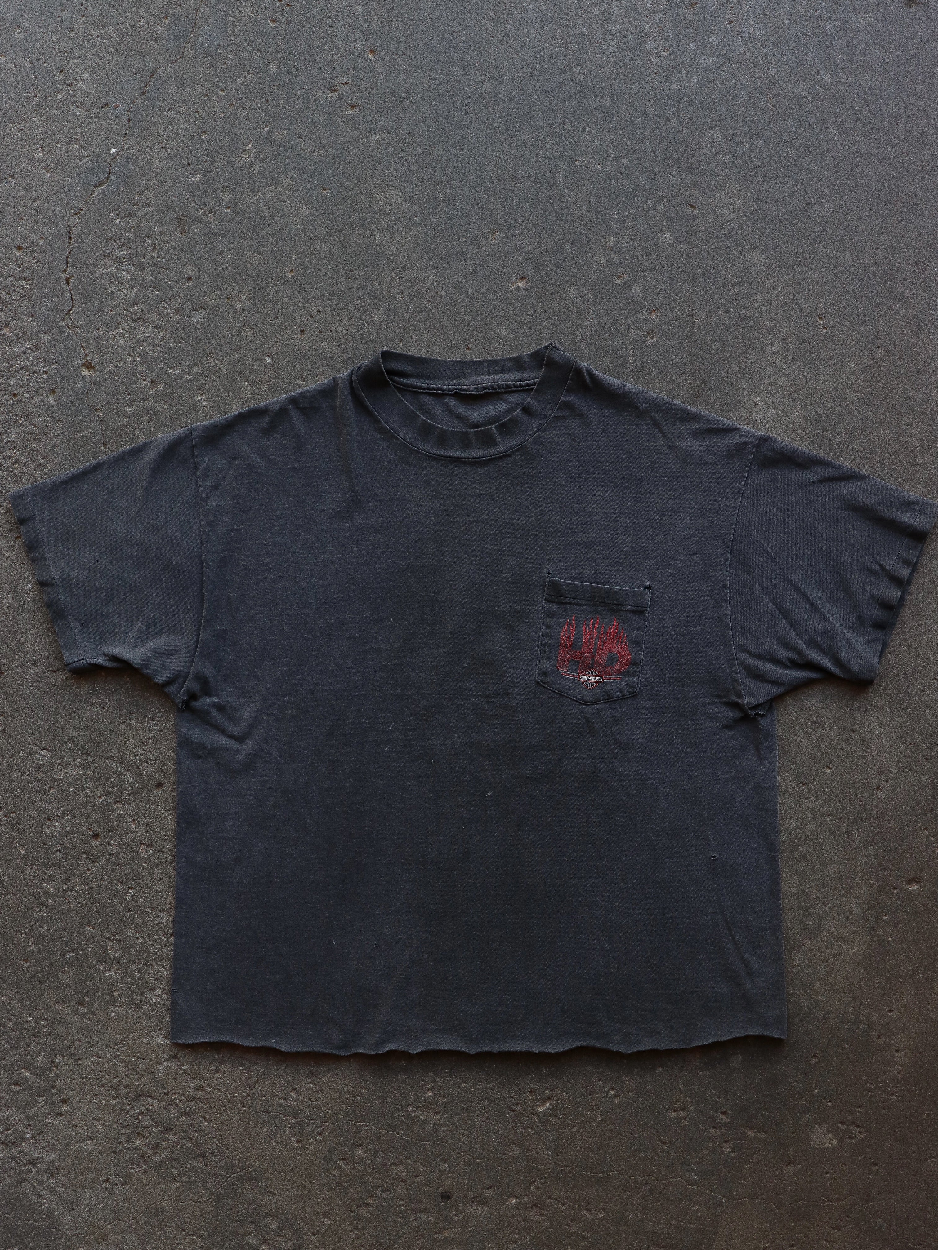 SINGLE STITCH THRASHED & FADED HARLEY TEE - 1990S - LOST ENDS FOUND