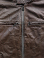 Load image into Gallery viewer, LEATHER ASH BROWN MOTO JACKET - 1990S
