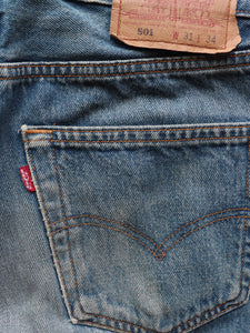 LEVIS 501 RELEASED HEM SAND WASH DENIM - 1990S - LOST ENDS FOUND