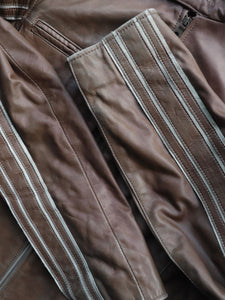 LEATHER ASH BROWN MOTO JACKET - 1990S