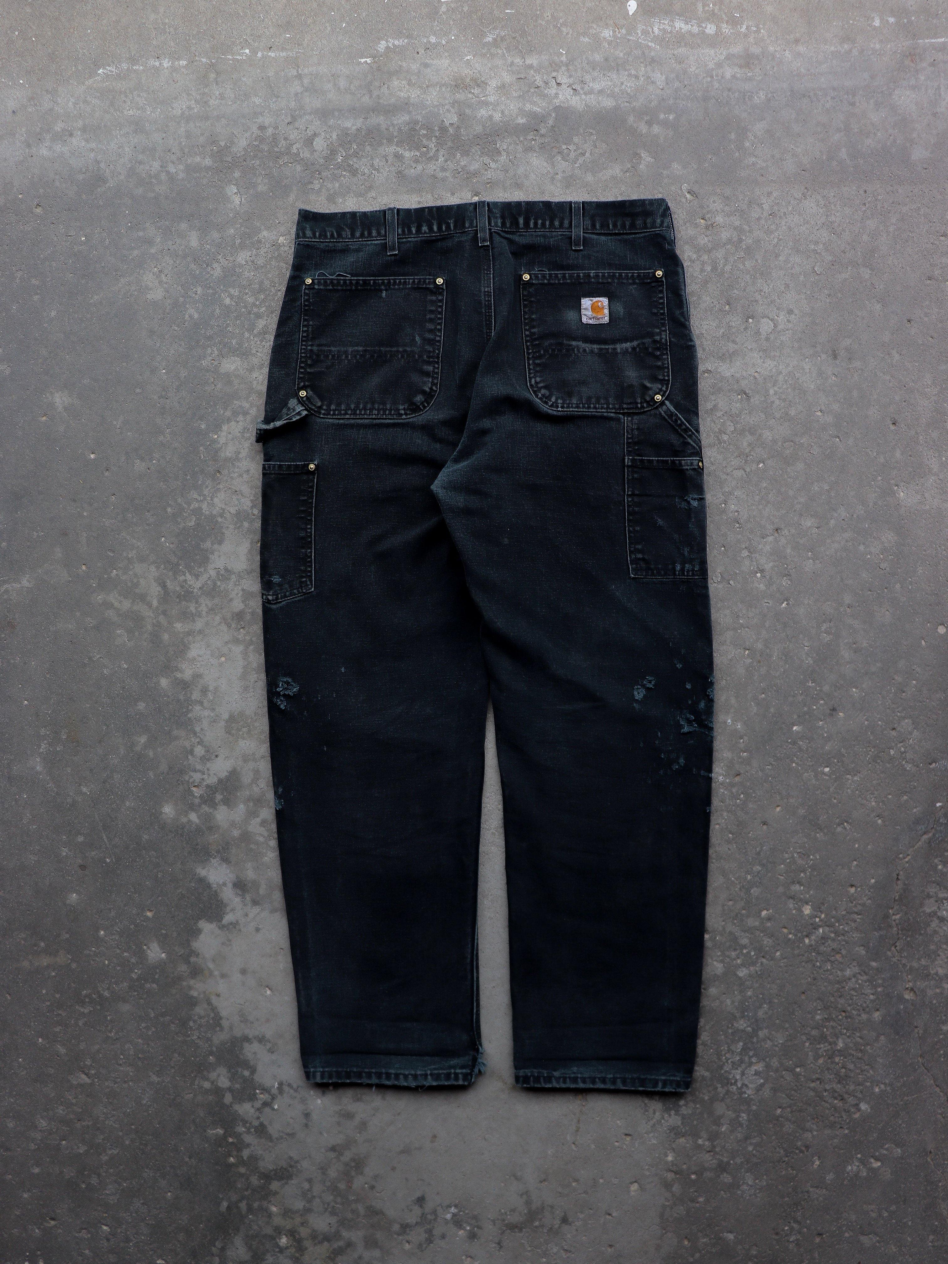 CARHARTT THRASHED & FADED DOUBLE KNEE WORK PANTS - 1990S - LOST ENDS FOUND