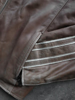 Load image into Gallery viewer, LEATHER ASH BROWN MOTO JACKET - 1990S
