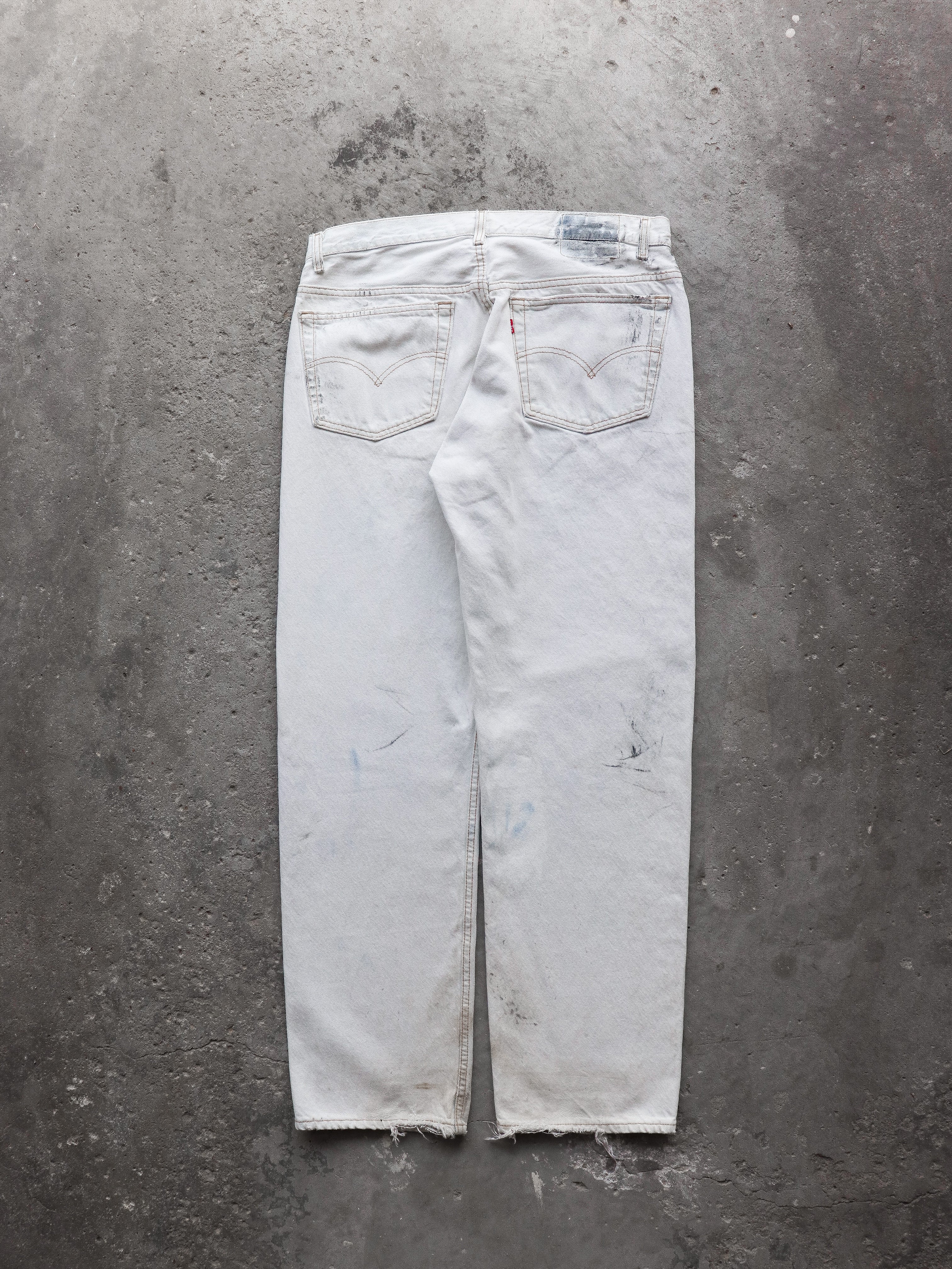 LEVI'S 501 STAINED BONE PAINTER DENIM - 1990S