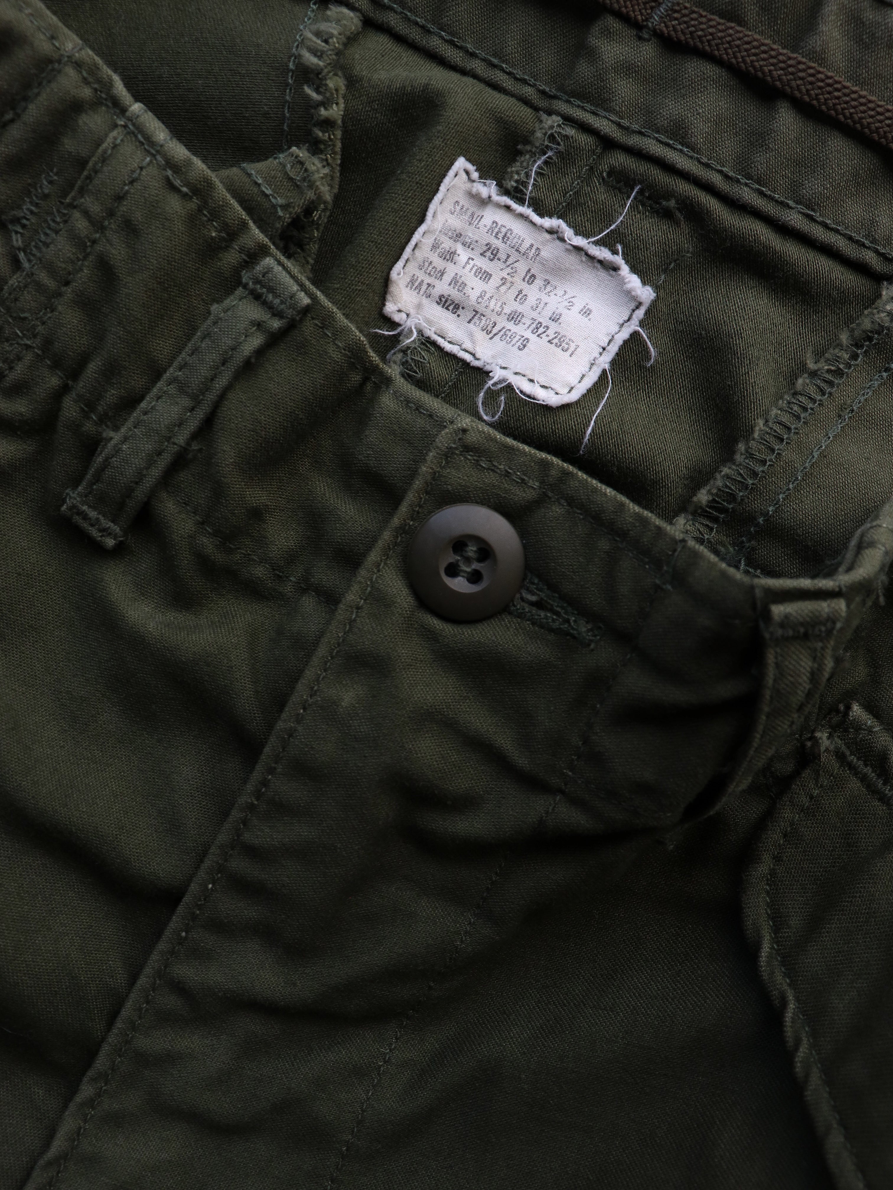 MILITARY FATIGUE TROUSERS - 1970S  ( 29-32 x 32 ) - LOST ENDS FOUND