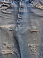 Load image into Gallery viewer, LEVI&#39;S 501 FADED &amp; REPAIRED DIRTY WASH DENIM - 1990S  ( 33 x 32 ) - LOST ENDS FOUND
