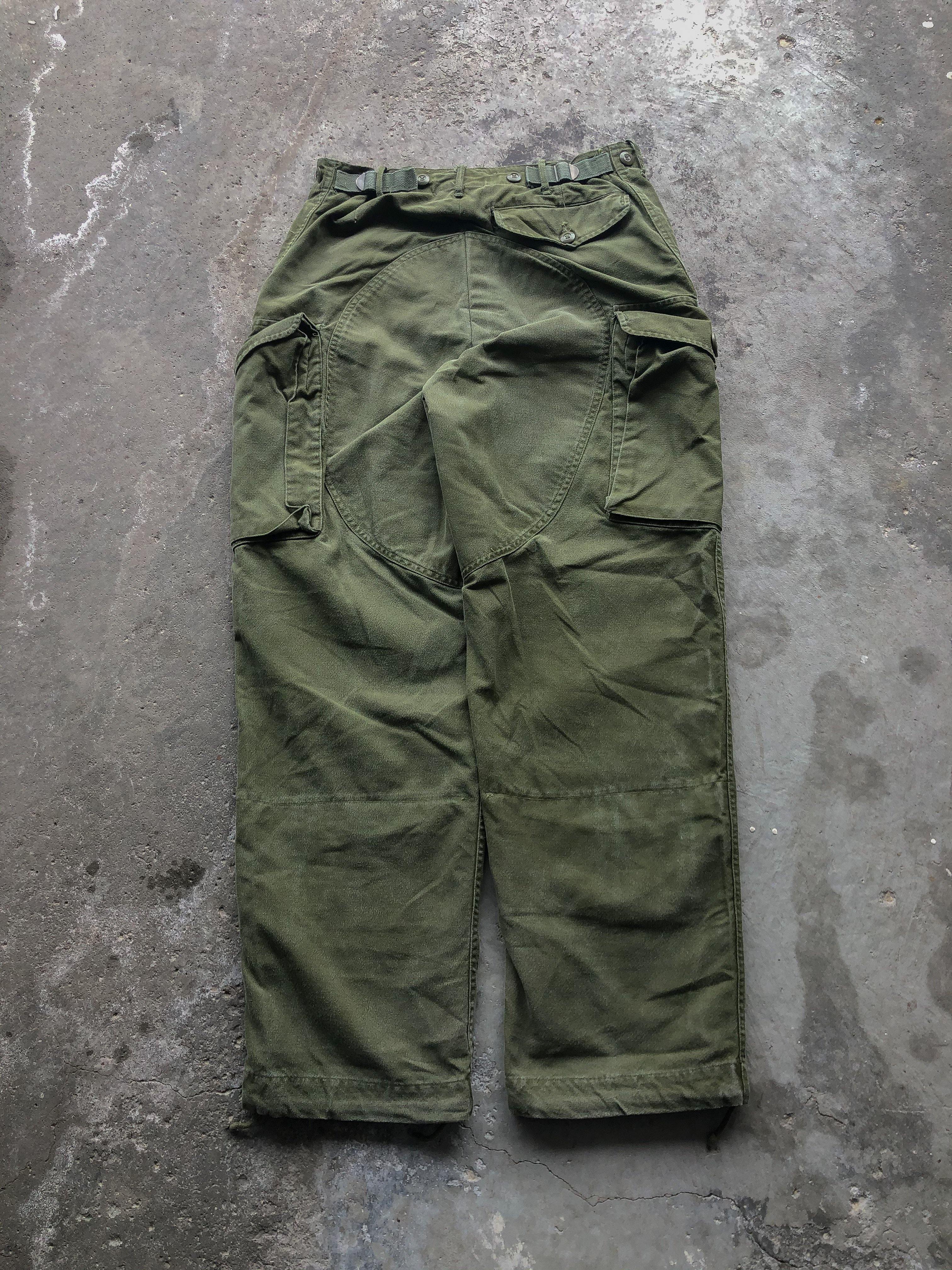 FADED DOUBLE KNEE MILITARY FATIGUE PANTS - 1960S - LOST ENDS FOUND