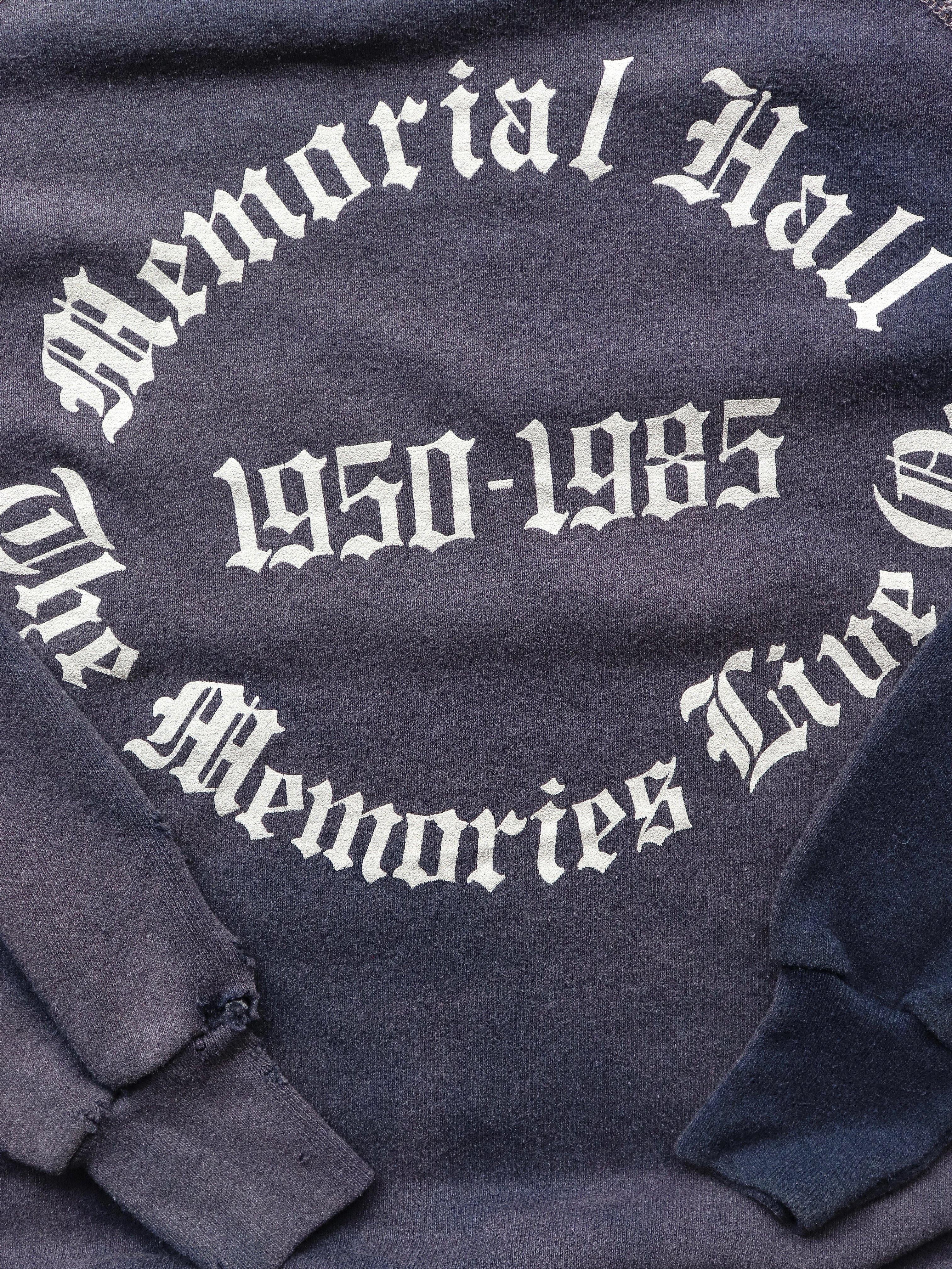 SUN FADED "MEMORIAL HALL" RAGLAN CREWNECK - 1980S - LOST ENDS FOUND