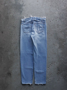 LEVI'S 505 REPAIRED & DISTRESSED INDIGO DENIM - 1990S