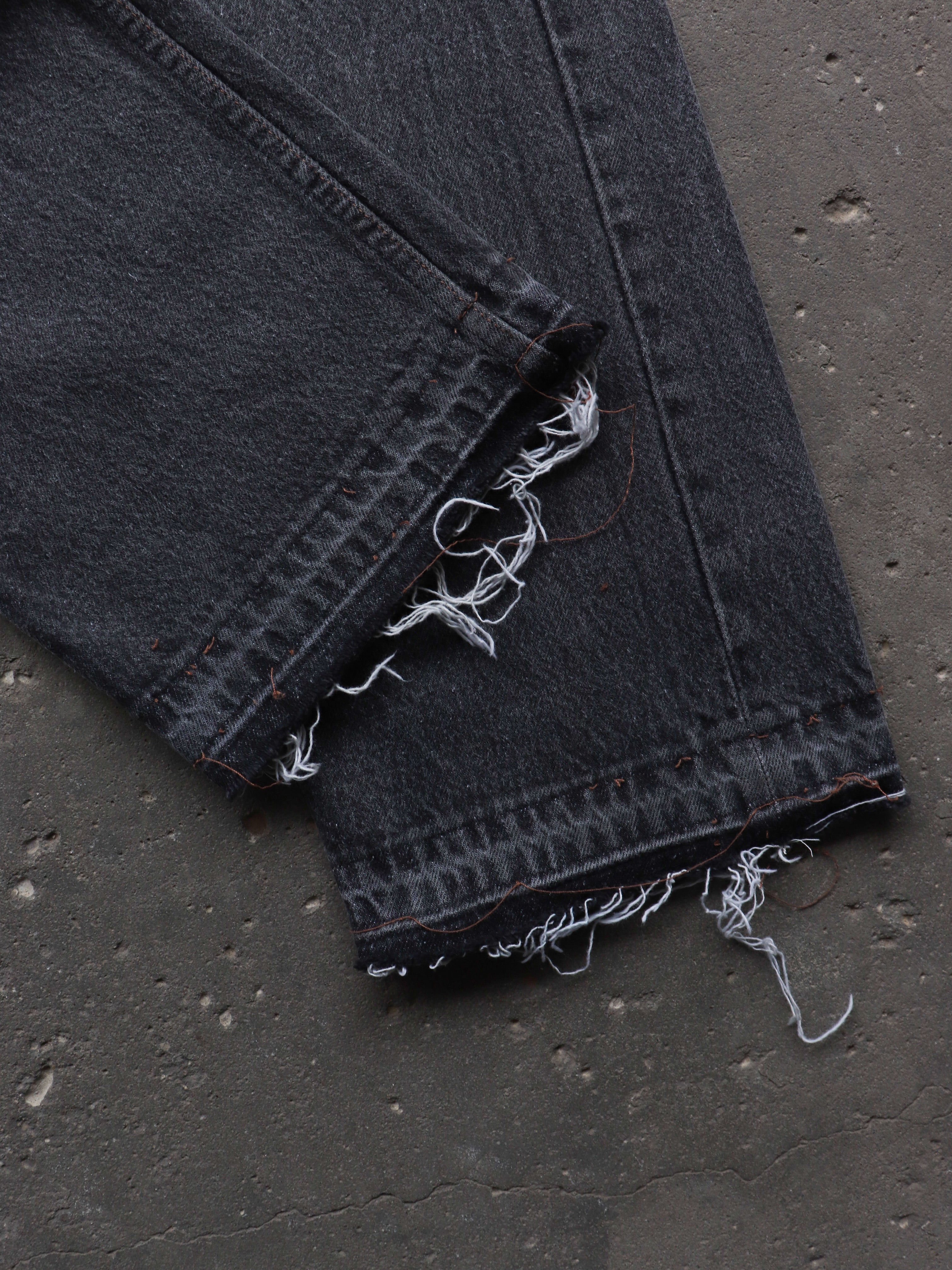 LEVIS 501 DISTRESSED CHARCOAL DENIM - 1990S - LOST ENDS FOUND