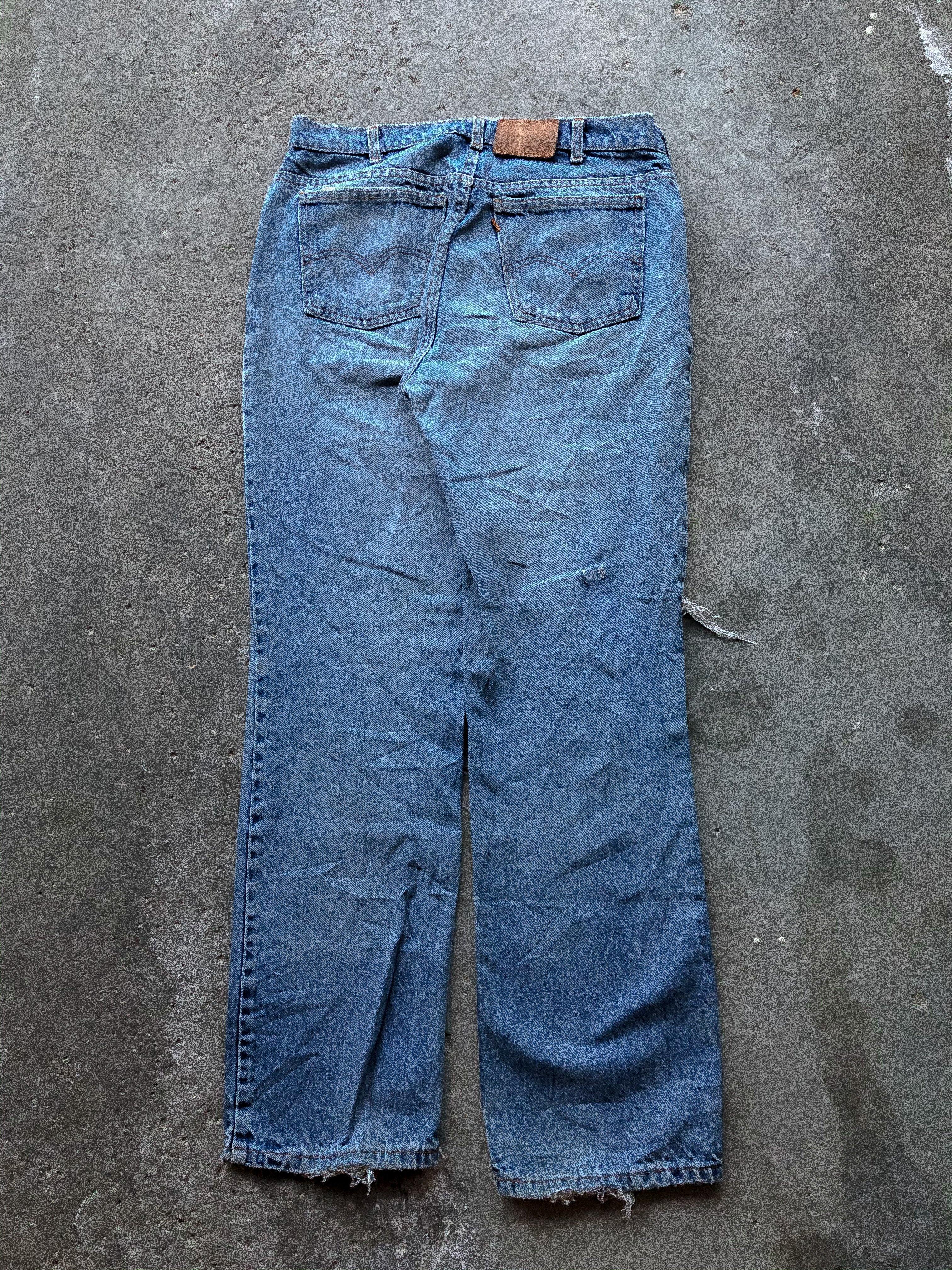 LEVI’S 619 DISTRESSED ORANGE TAB DENIM - 1990s - LOST ENDS FOUND