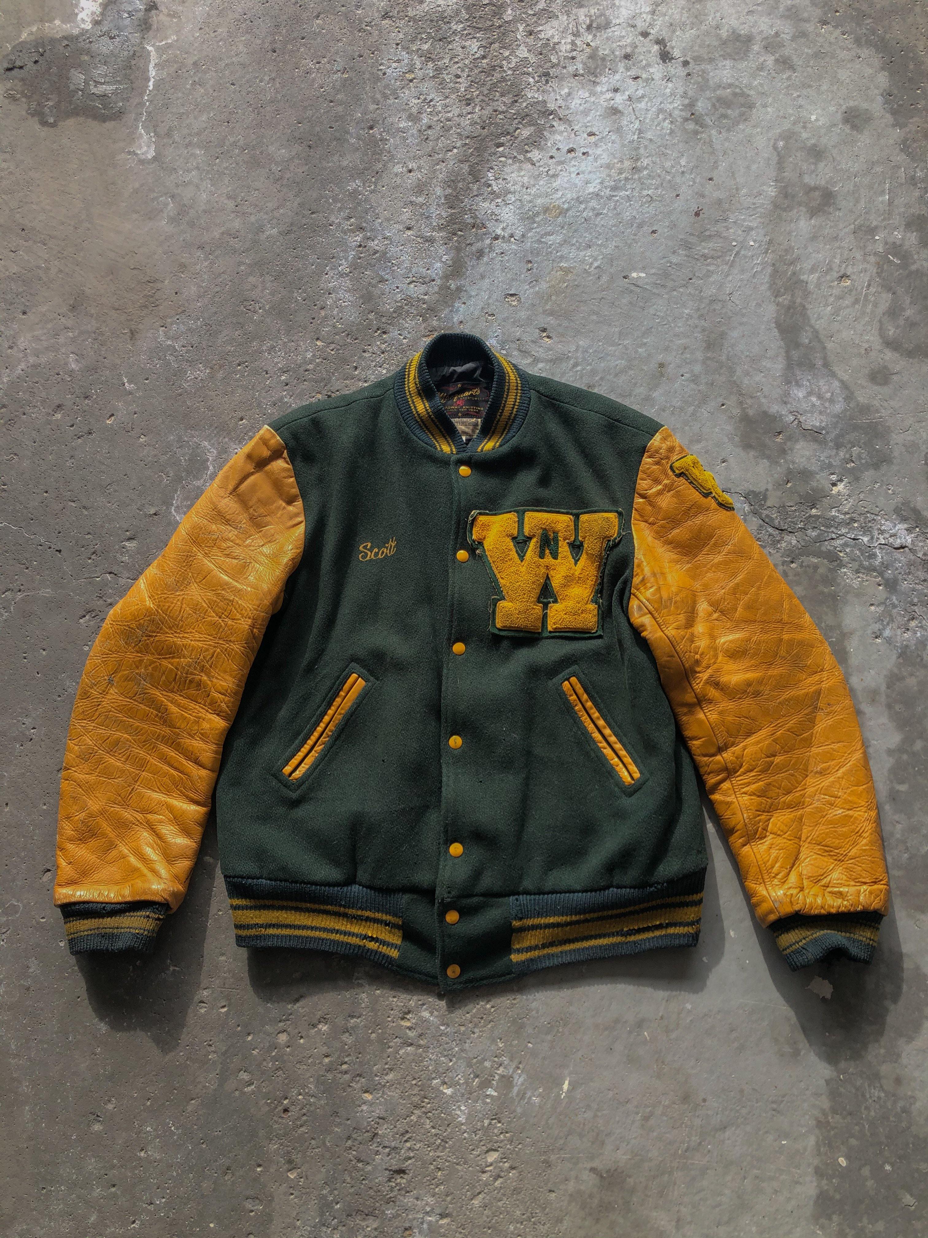 FOREST GREEN “SPARTANS” VARSITY JACKET- 1970s - LOST ENDS FOUND