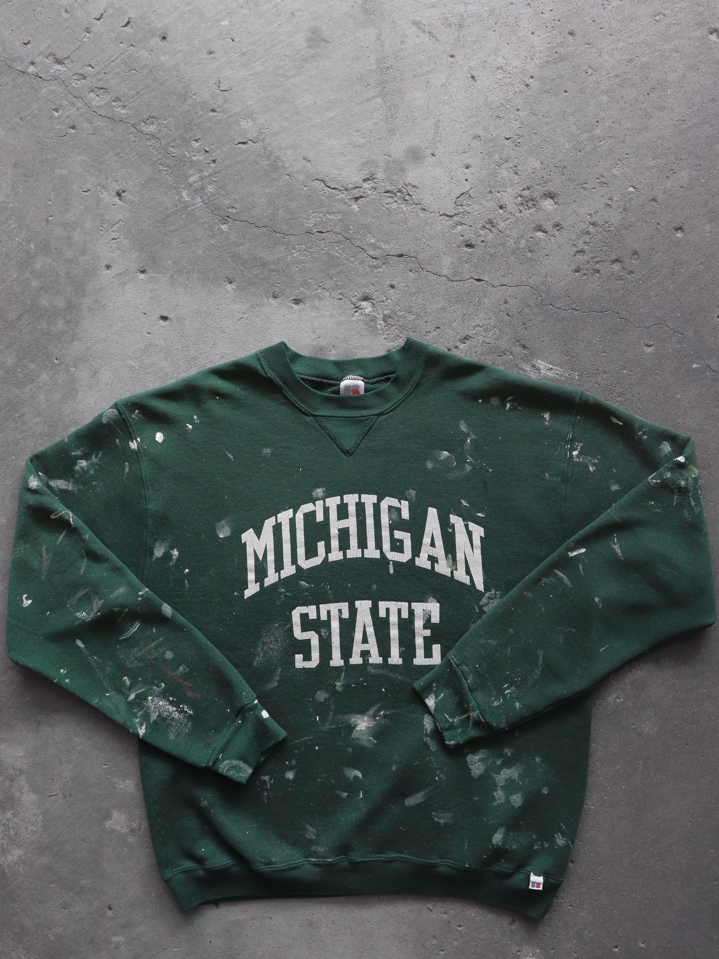 RUSSELL "MICHIGAN STATE" PAINTER CREWNECK - 1980S