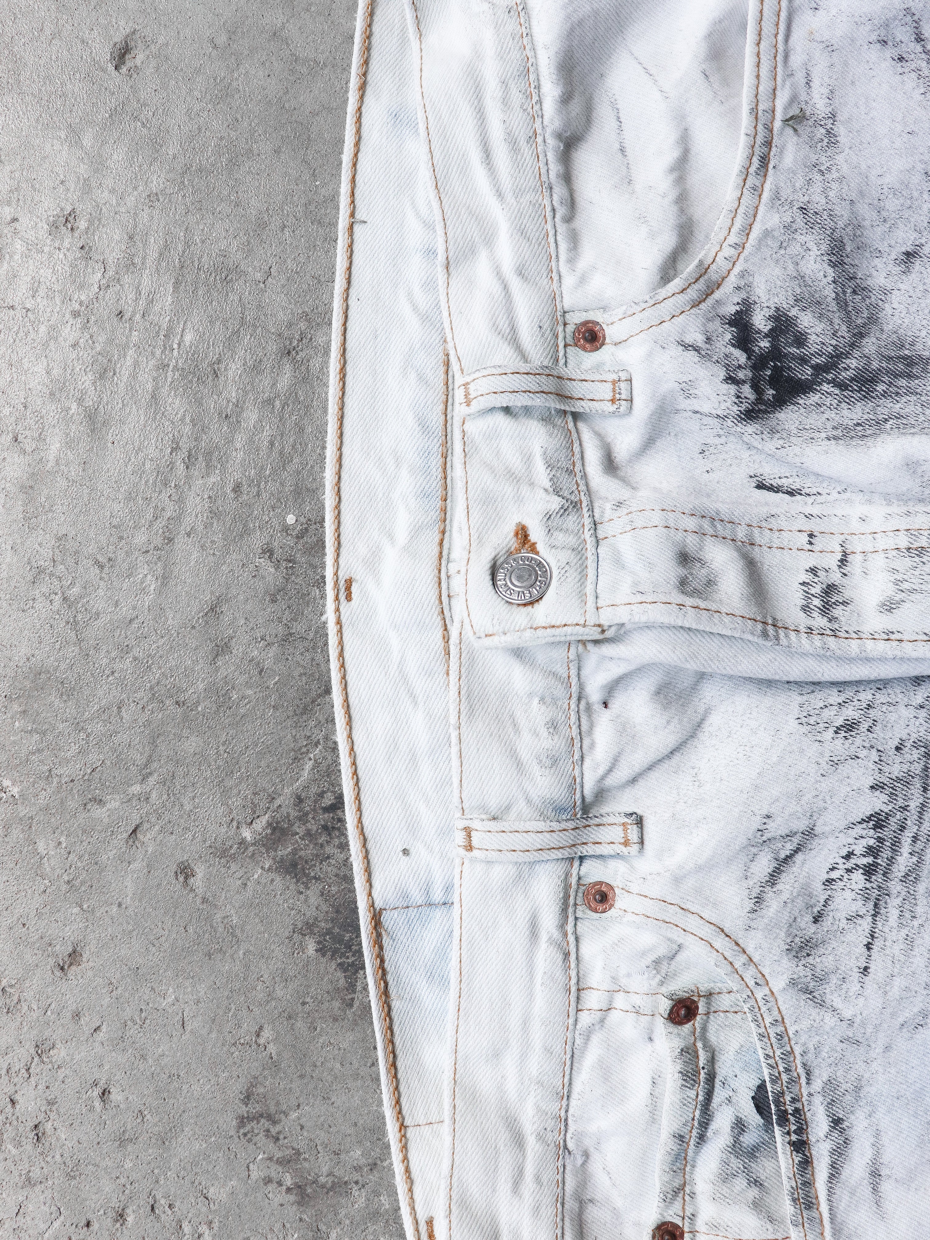 LEVI'S 501 STAINED BONE PAINTER DENIM - 1990S