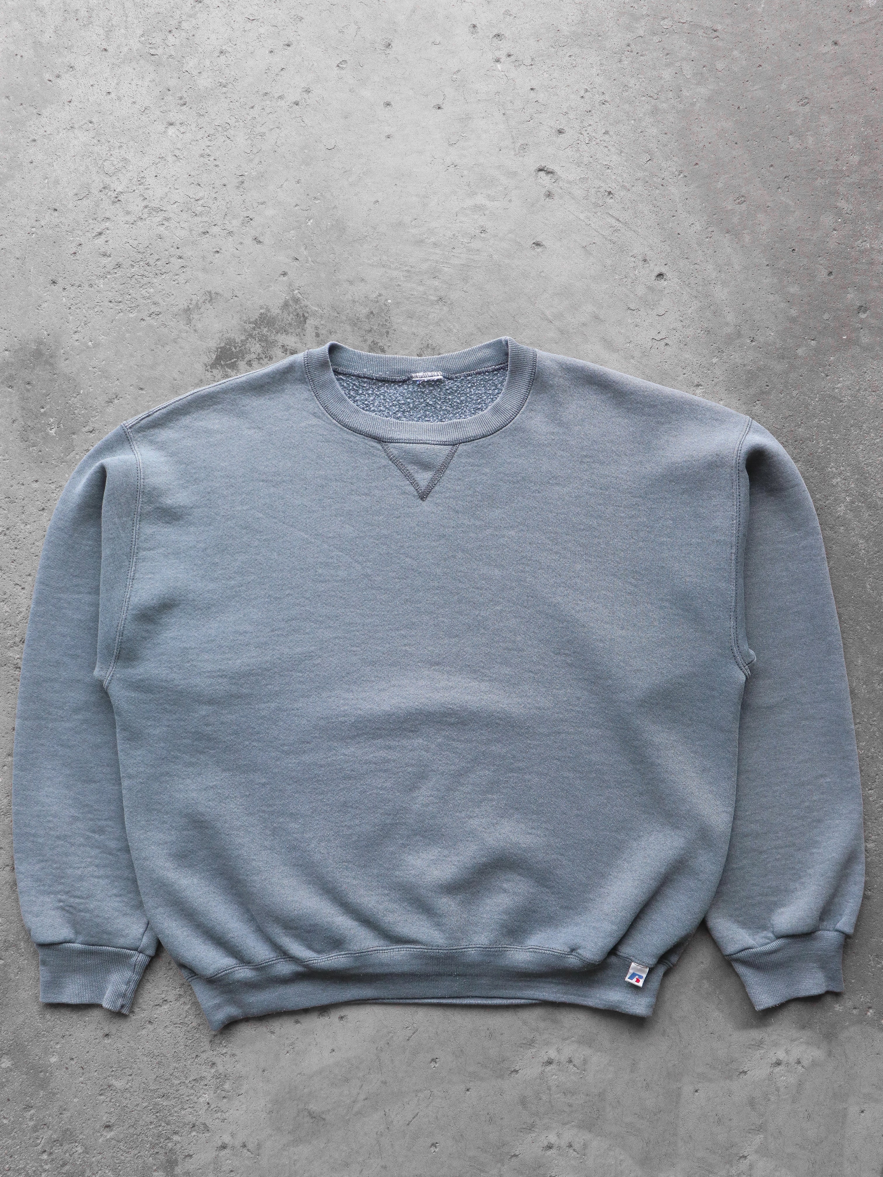 FADED SLATE BLUE RUSSELL CREWNECK - 1990S/2000S