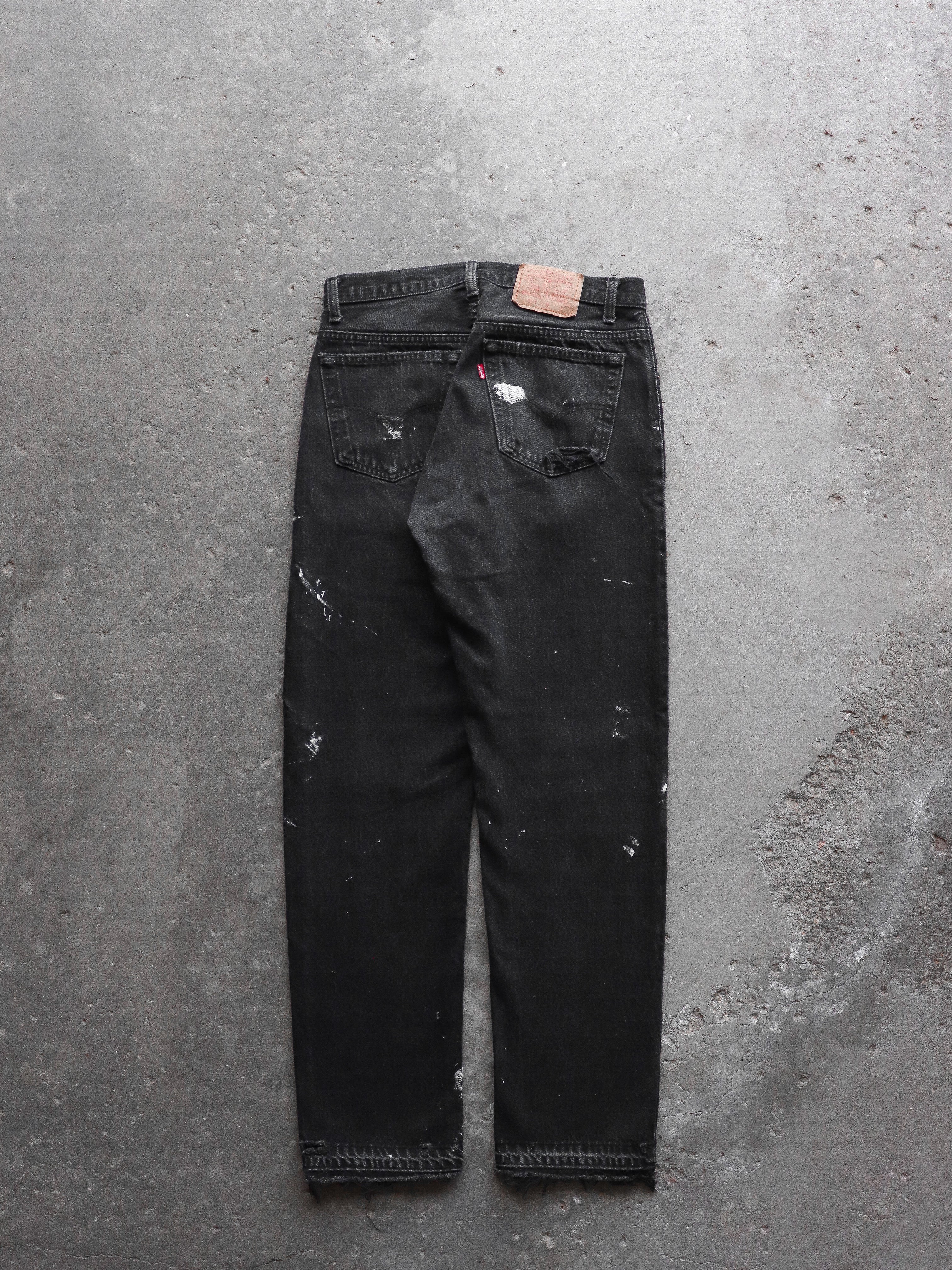 LEVIS 501 FADED BLACK PAINTER DENIM - 1990S – LOST ENDS FOUND