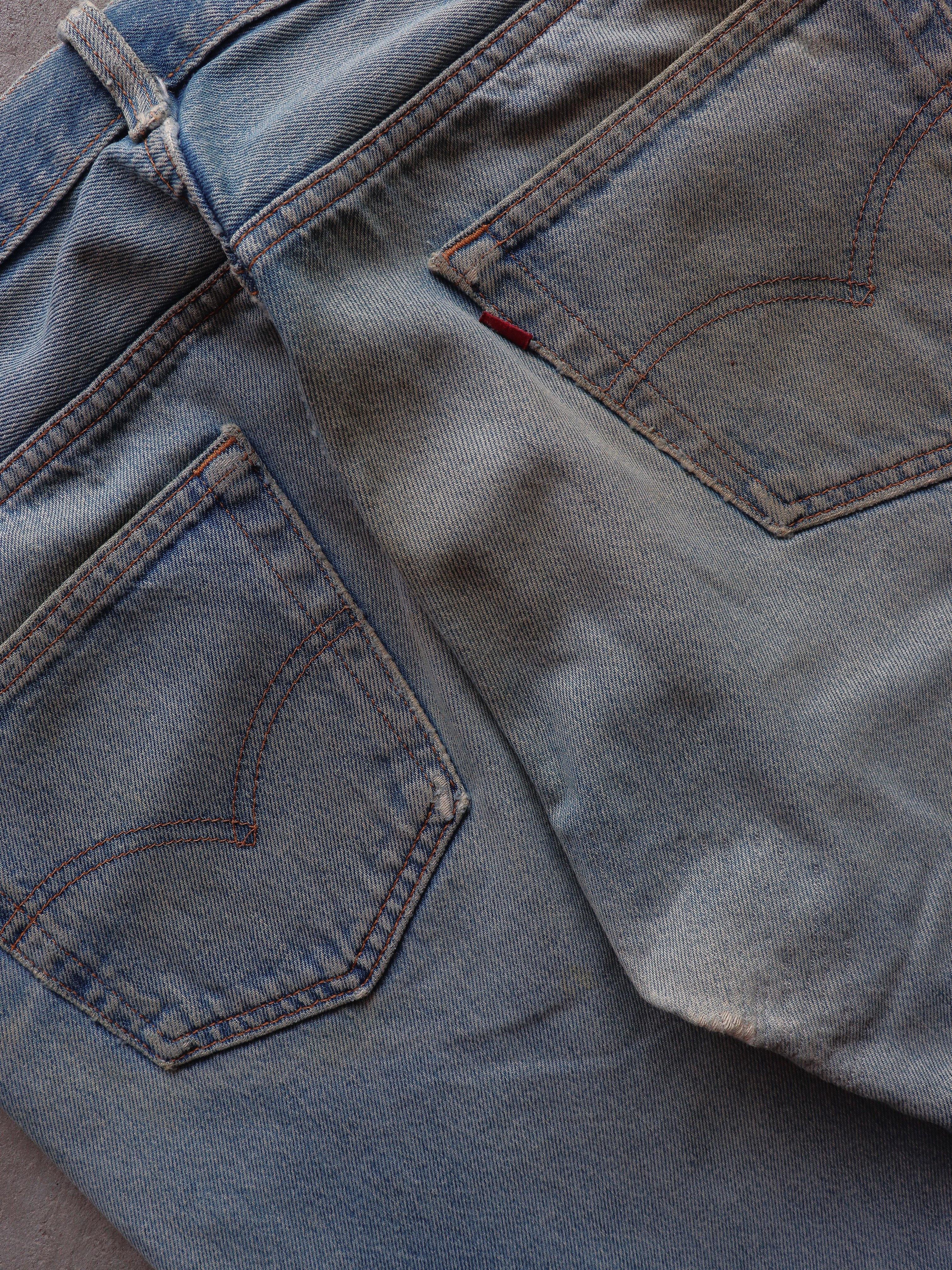 LEVI'S 501 FADED & REPAIRED DIRTY WASH DENIM - 1990S  ( 33 x 32 ) - LOST ENDS FOUND