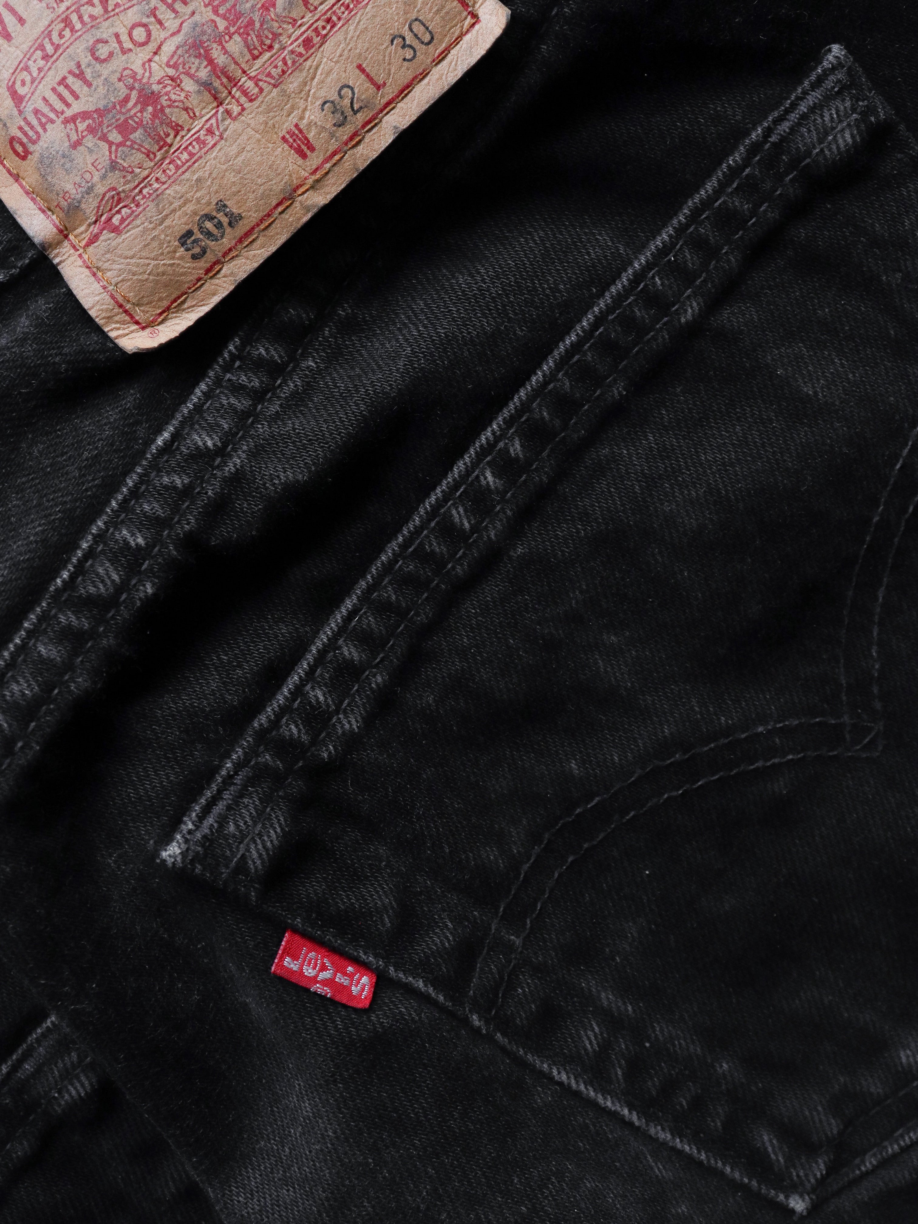 LEVIS 501 FADED BLACK DENIM - 1990S