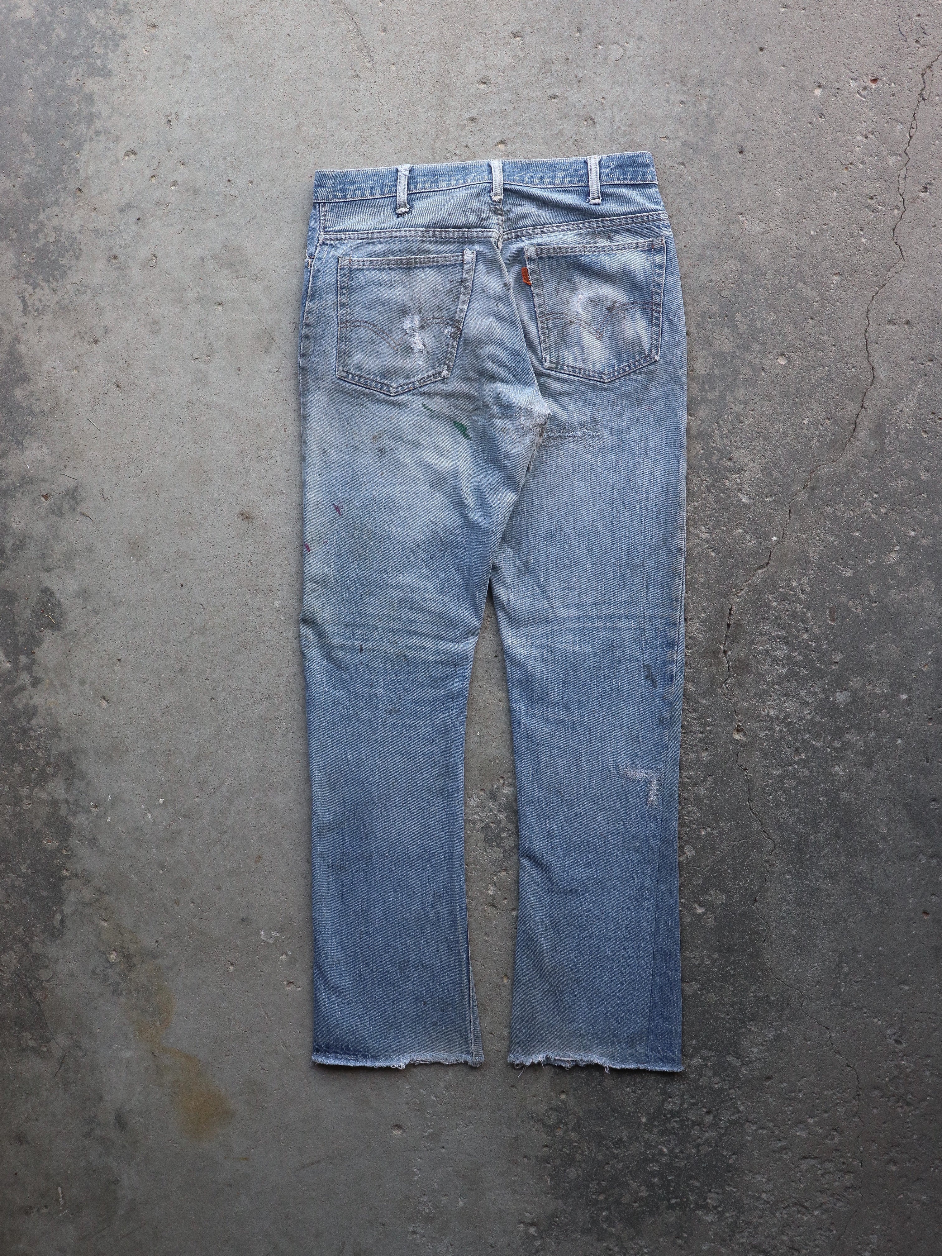 LEVIS THRASHED & REPAIRED ALTERED DENIM - 1970S  ( 32 X 32 ) - LOST ENDS FOUND