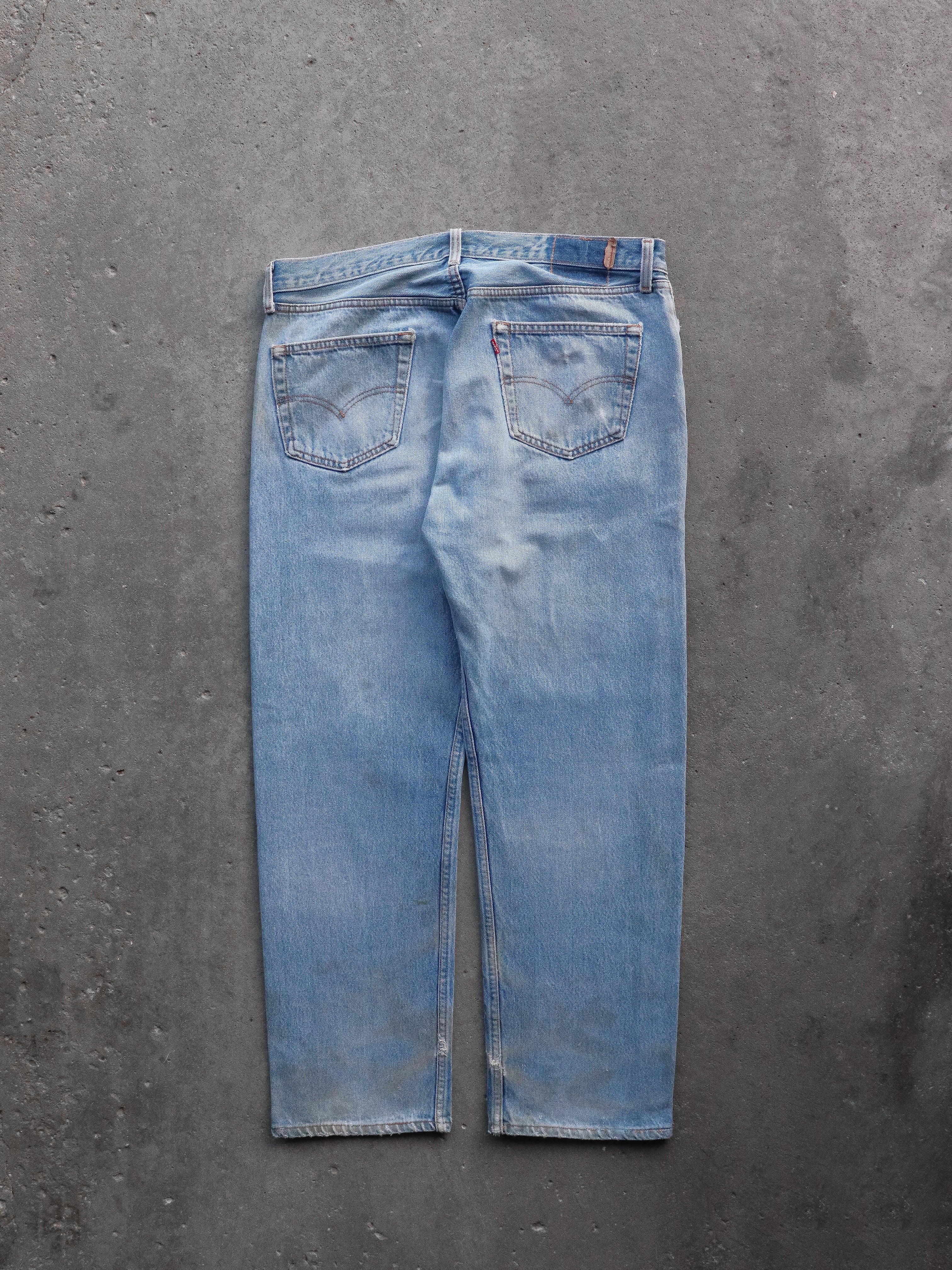 LEVI'S 501 REPAIRED DIRTY WASH DENIM - 1990S