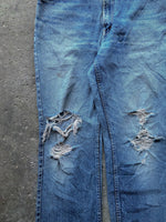 Load image into Gallery viewer, LEVI’S 619 DISTRESSED ORANGE TAB DENIM - 1990s - LOST ENDS FOUND
