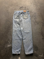 Load image into Gallery viewer, LEVI’S 560 REPAIRED LIGHT WASH DENIM - 1990S - LOST ENDS FOUND
