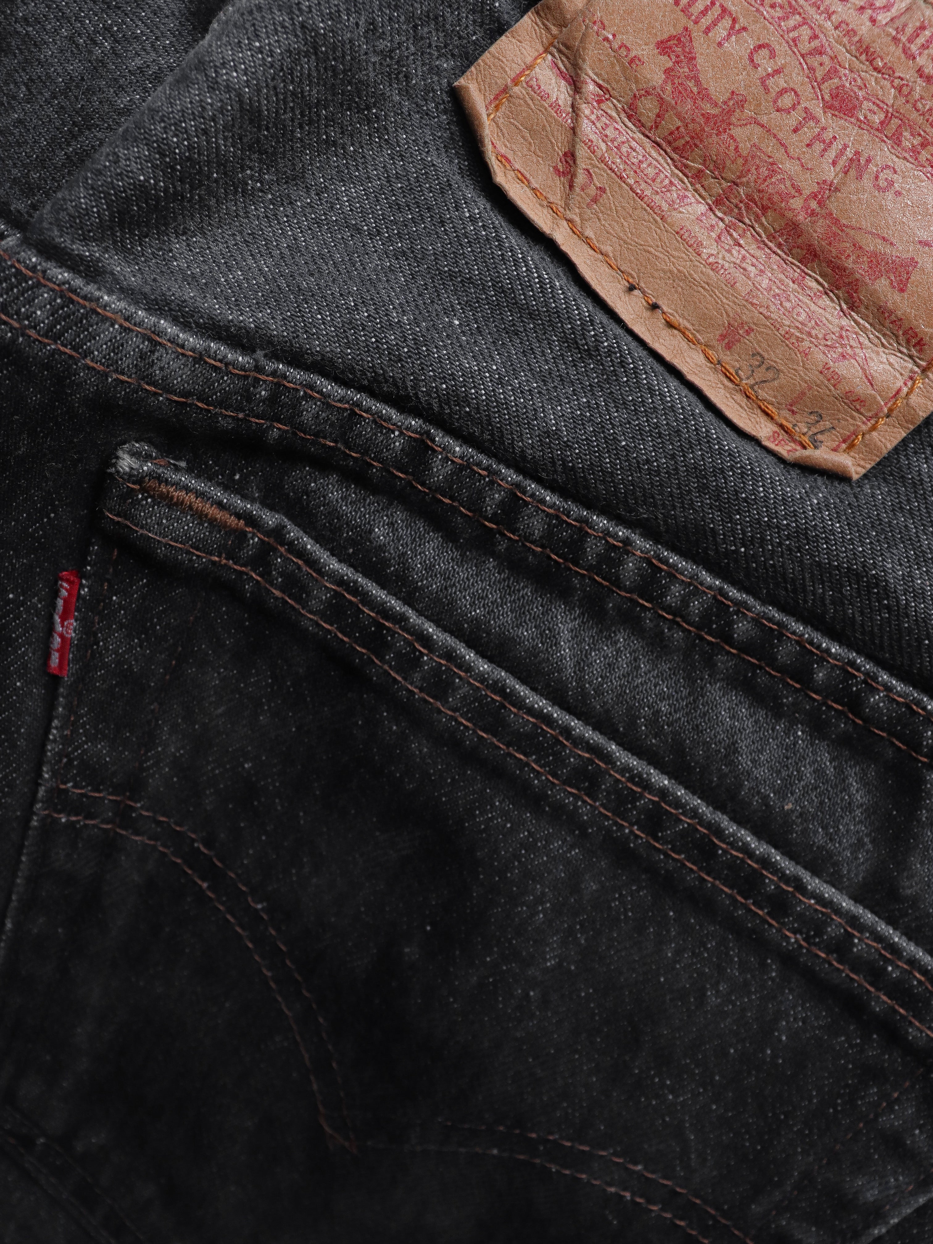 LEVIS 501 FADED CHARCOAL DENIM - 1990S