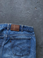 Load image into Gallery viewer, LEVI’S 619 DISTRESSED ORANGE TAB DENIM - 1990s - LOST ENDS FOUND
