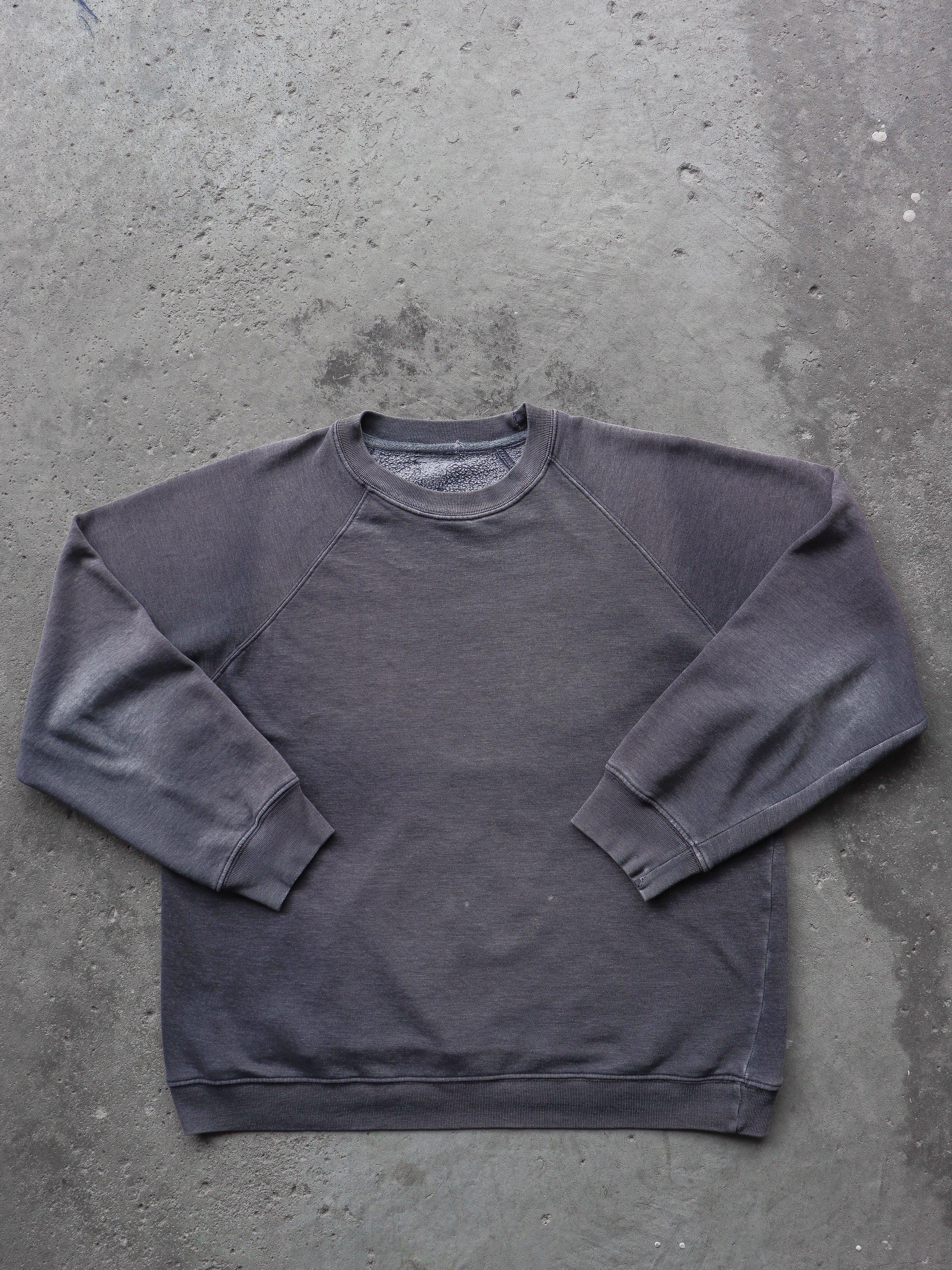 SUN FADED & STAINED RAGLAN CREWNECK - 1990S - LOST ENDS FOUND