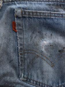 LEVIS THRASHED & REPAIRED ALTERED DENIM - 1970S  ( 32 X 32 ) - LOST ENDS FOUND