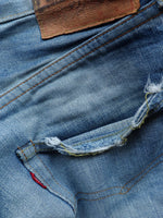 Load image into Gallery viewer, LEVI&#39;S 501 LVC FADED &amp; REPAIRED INDIGO DENIM - 2000S  ( 29 x 32 ) - LOST ENDS FOUND
