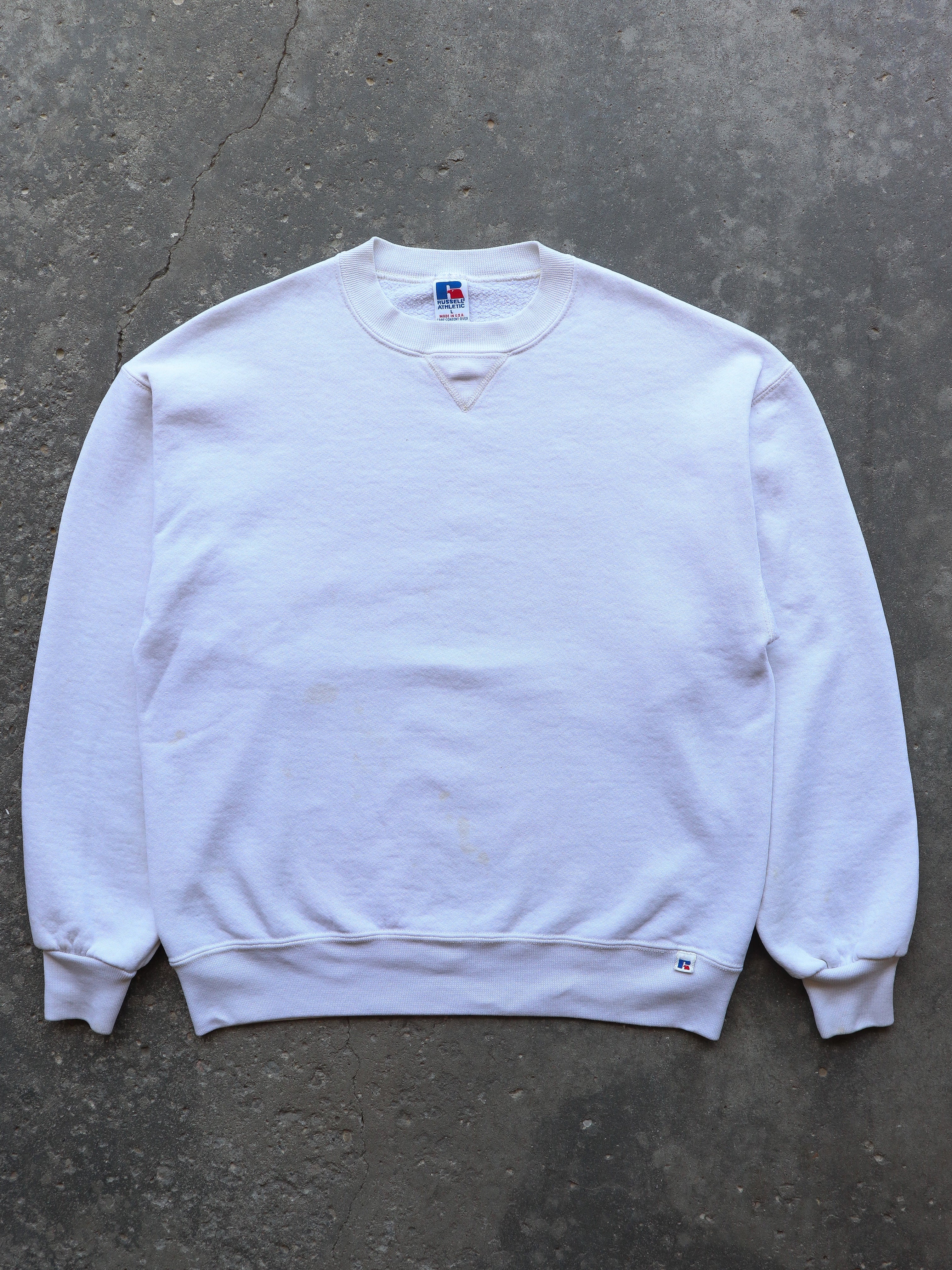 RUSSELL BONE WHITE CREWNECK - 1990S - LOST ENDS FOUND