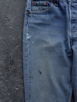 Load image into Gallery viewer, LEVIS 501 INDIGO DISTRESSED PAINTER DENIM - 1990S - LOST ENDS FOUND
