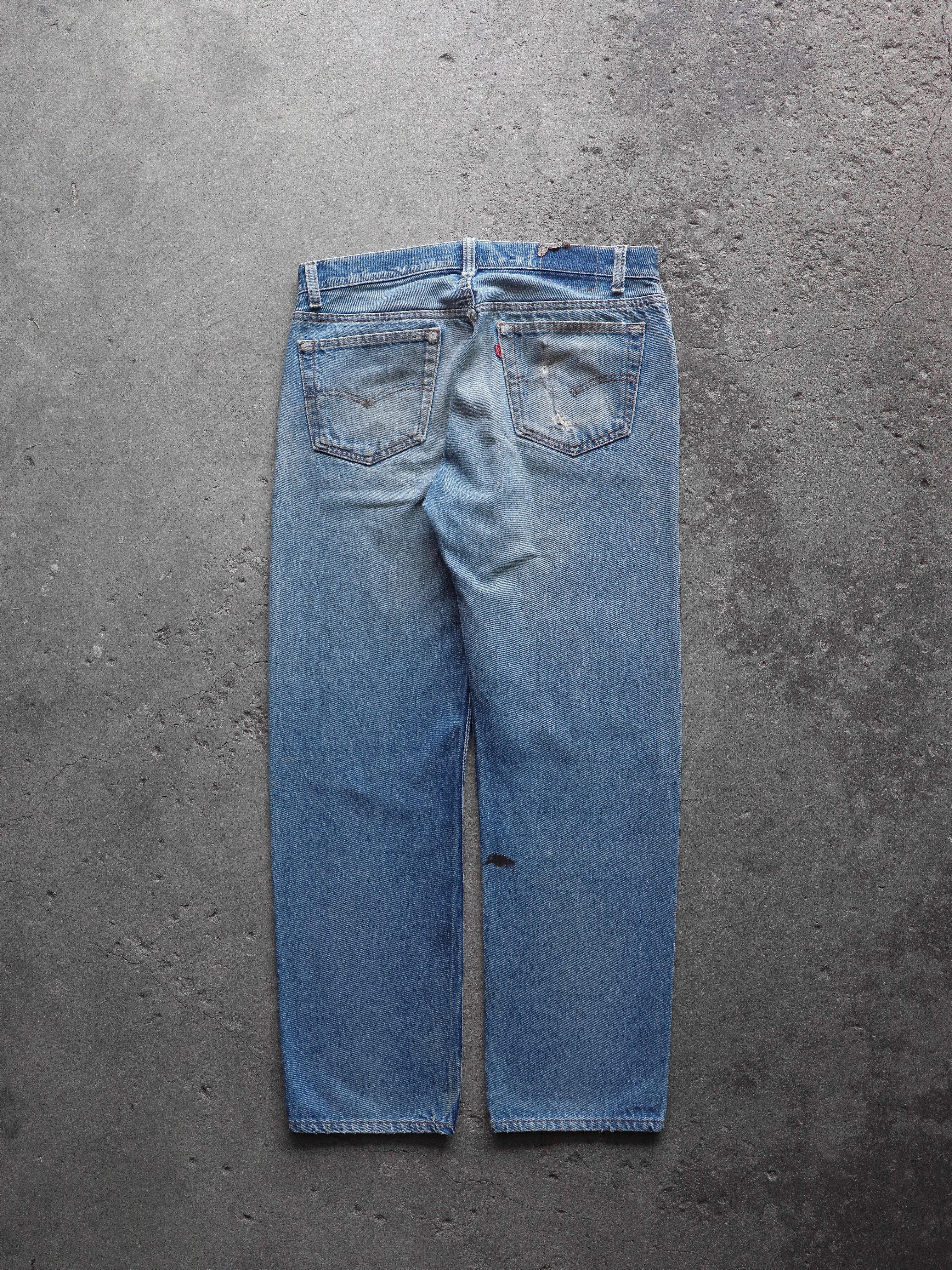 LEVI'S 501 FADED & REPAIRED INDIGO DENIM - 1990S  ( 32 x 31 ) - LOST ENDS FOUND