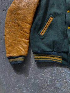 FOREST GREEN “SPARTANS” VARSITY JACKET- 1970s - LOST ENDS FOUND